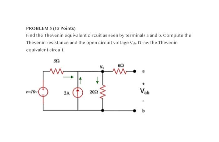 Solved PROBLEM 5 (15 Points) Find the Thevenin equivalent | Chegg.com