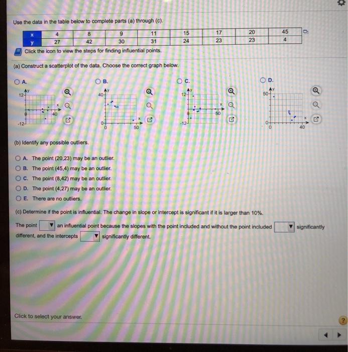 Solved . Use the data in the table below to complete parts | Chegg.com