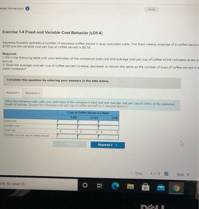Solved aded Homework Saved Exercise 14 Fixed and Variable