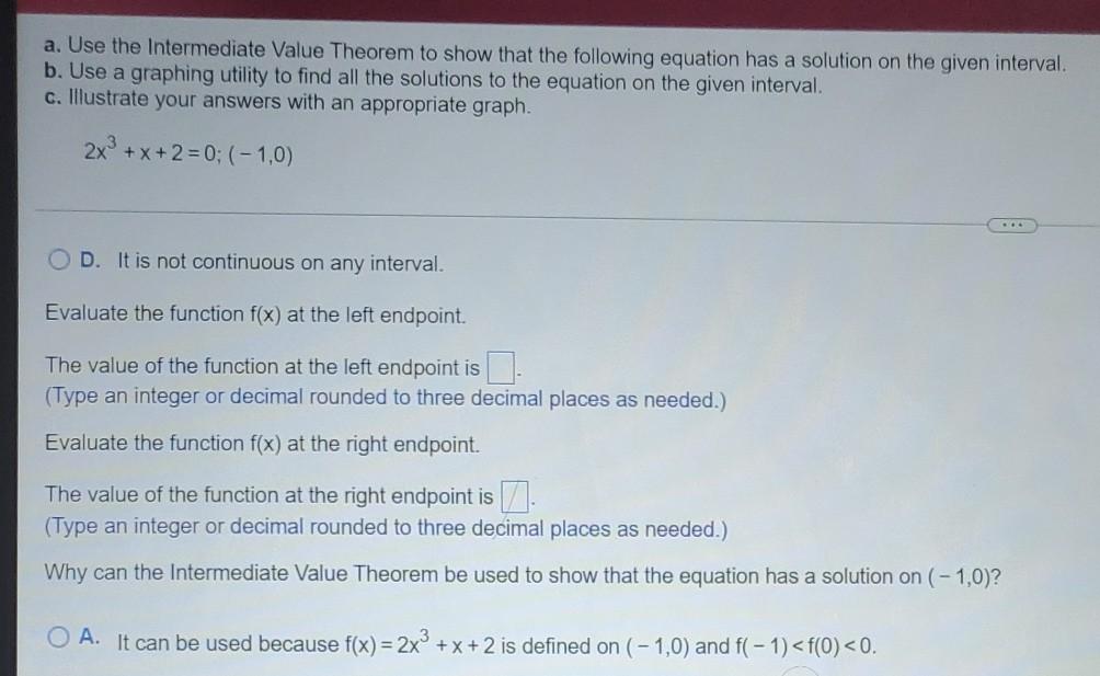Solved a. Use the Intermediate Value Theorem to show that | Chegg.com