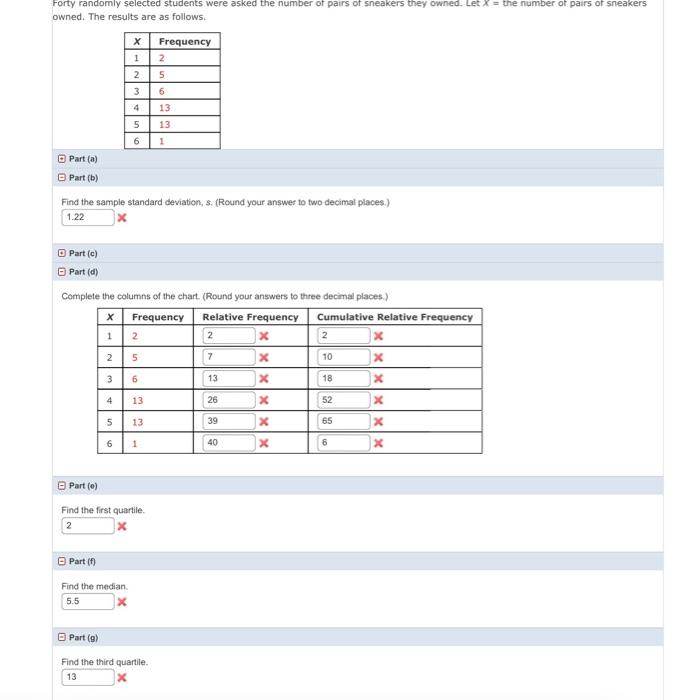 Solved Forty randomly selected students were asked the | Chegg.com