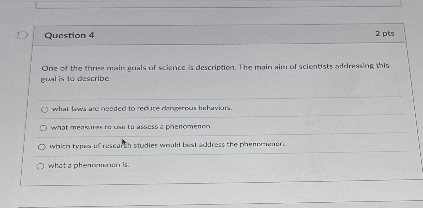 Solved Question 42 ﻿ptsOne of the three main goals of | Chegg.com