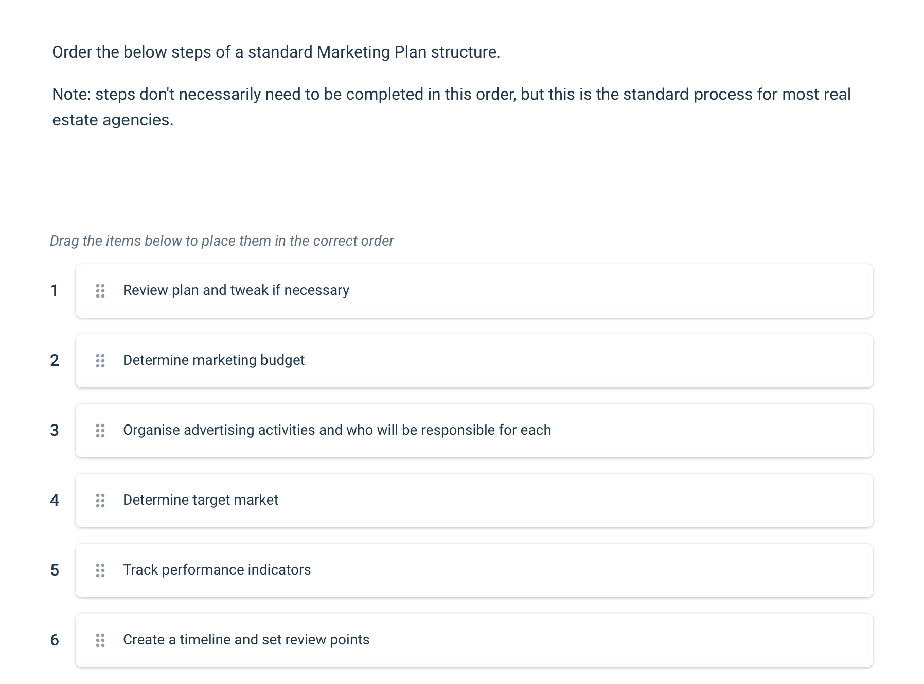 Solved Order the below steps of a standard Marketing Plan | Chegg.com