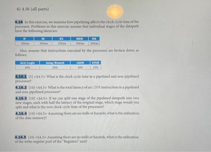 Solved 4.16 In this exercise, we examine how pipelining