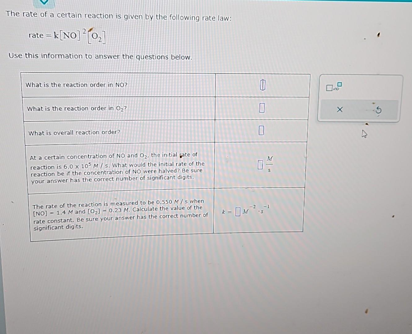 Solved The rate of a certain reaction is given by the | Chegg.com