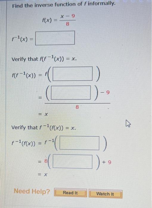 Solved Find The Inverse Function Of F Informally