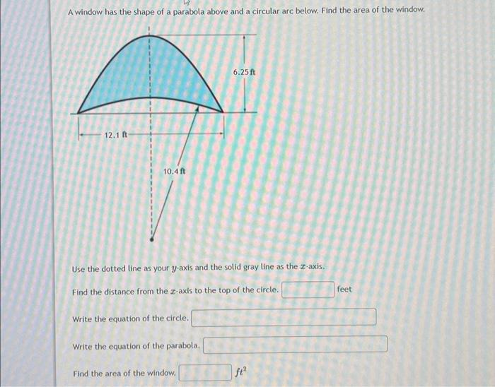 Solved A window has the shape of a parabola above and a | Chegg.com