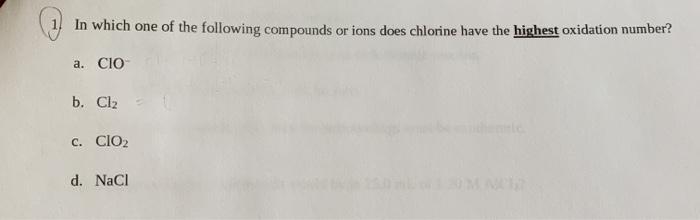 Solved In Which One Of The Following Compounds Or Ions Does | Chegg.com