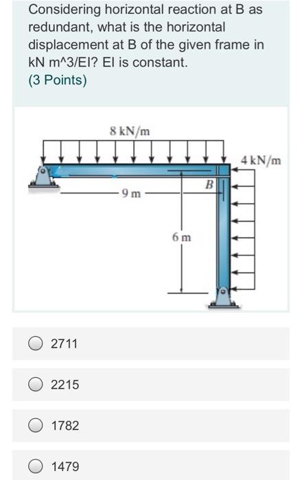 Solved Considering horizontal reaction at B as redundant, | Chegg.com