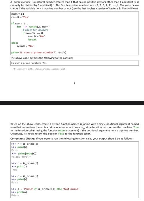 Solved A prime number is a natural number greater than 1 | Chegg.com