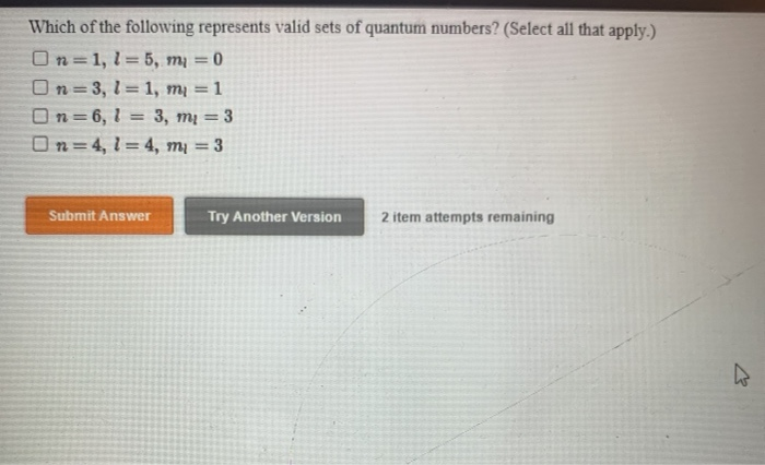 Solved Which of the following represents valid sets of | Chegg.com