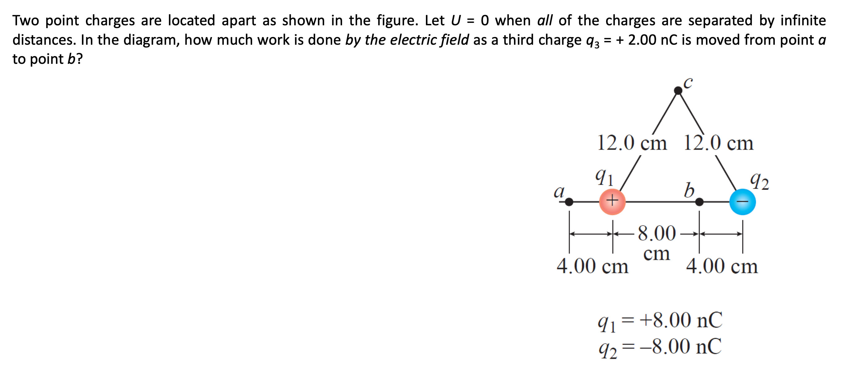 Solved Two point charges are located apart as shown in the | Chegg.com