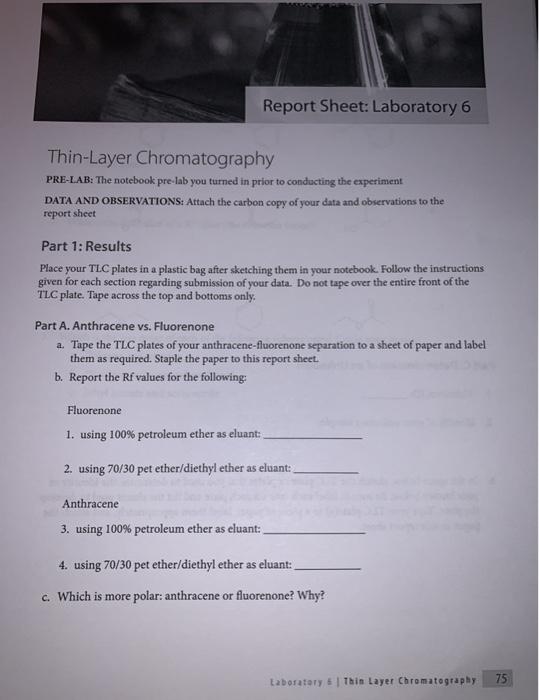 Report Sheet Laboratory 6 ThinLayer Chromatography