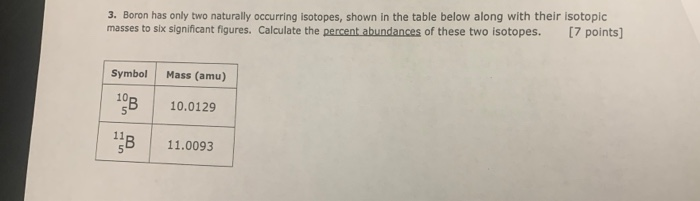 Solved 3. Boron Has Only Two Naturally Occurring Isotopes, | Chegg.com