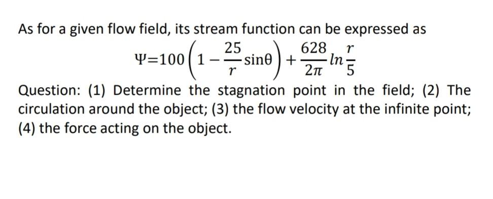 Solved 100(1- ans r As for a given flow field, its stream | Chegg.com