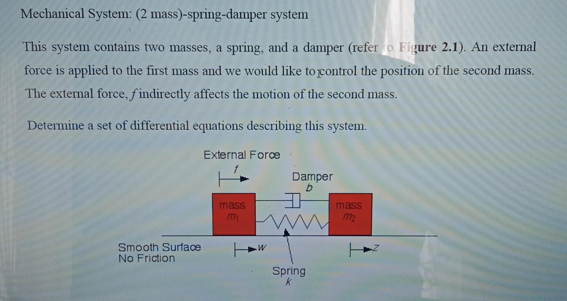 Solved Mechanical System: (2 Mass)-spring-damper System This | Chegg.com