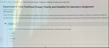 Solved L'J 0Experiment 9: Polar Functional Groups, Polarity | Chegg.com