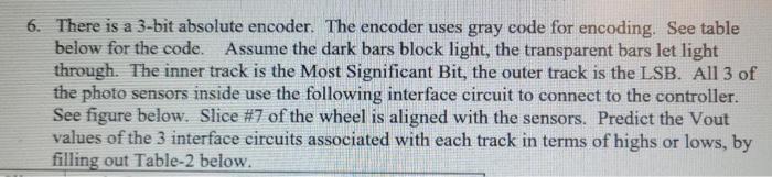 Solved 6. There is a 3-bit absolute encoder. The encoder | Chegg.com