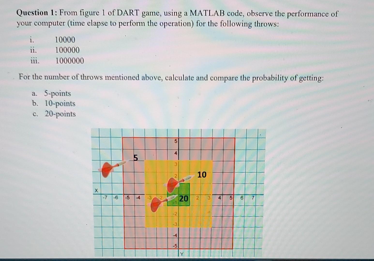 Solved Question 1: From figure 1 of DART game, using a | Chegg.com