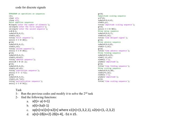 The following code for continuous signalcode for | Chegg.com