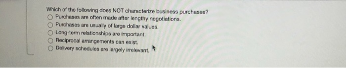 Solved Which Of The Following Does NOT Characterize Business | Chegg.com