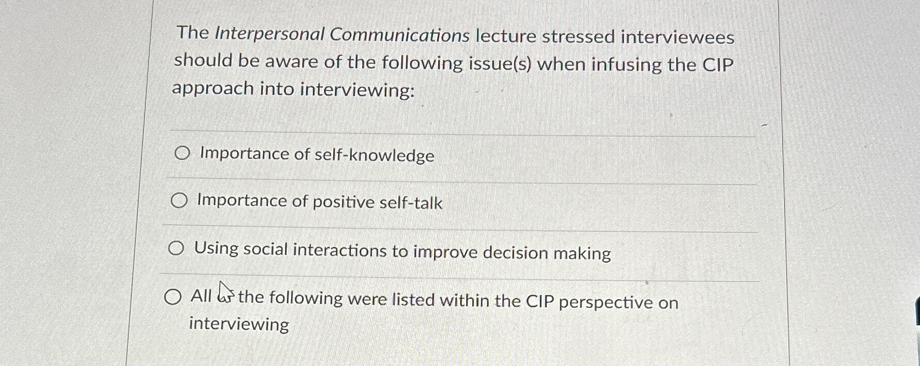 Solved The Interpersonal Communications Lecture Stressed | Chegg.com