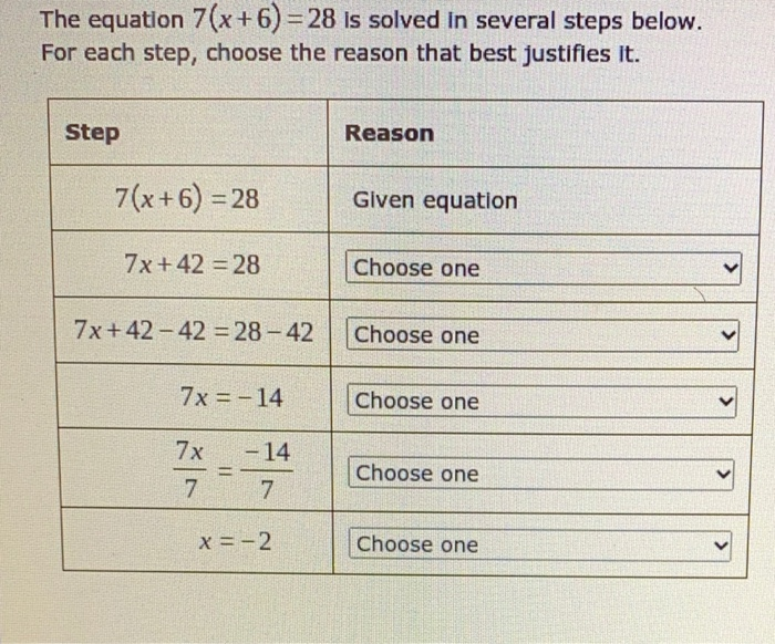 Solved The Equation 7 X 6 28 Is Solved In Several Steps Chegg Solved The Equation 7 X 6 28 Is Solved In Several Steps Chegg