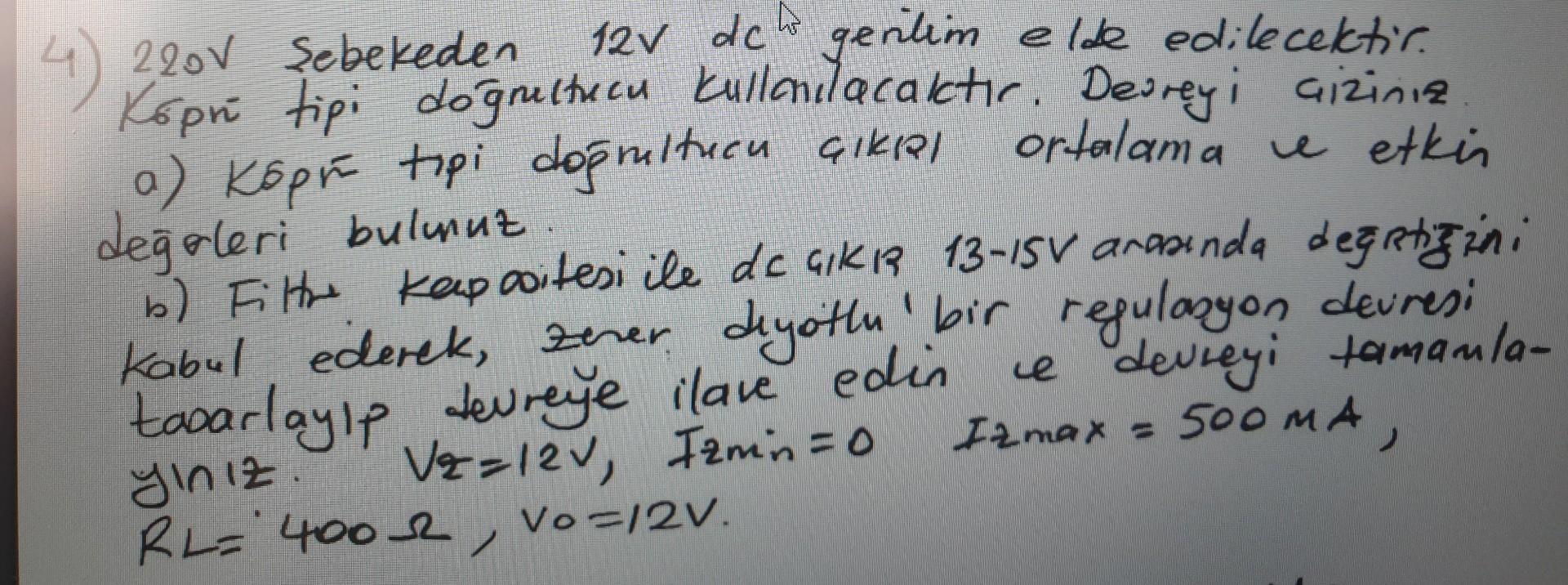 1) 220 V Sebekeden 12 V dc genilim elde edilecektir. | Chegg.com