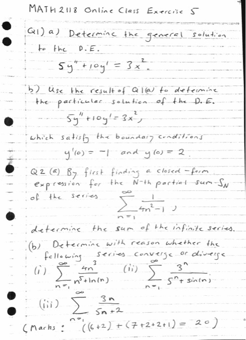 Solved MATH 2118 Online Class Exercise 5 (1) a) Determine | Chegg.com