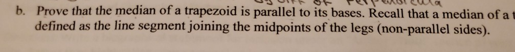 the median of a trapezoid is parallel to the two bases