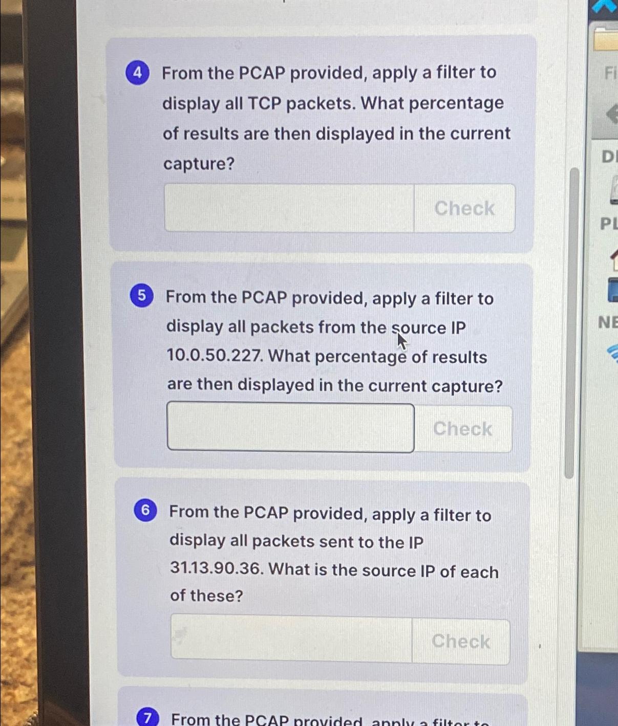 Solved From the PCAP provided, apply a filter to display all
