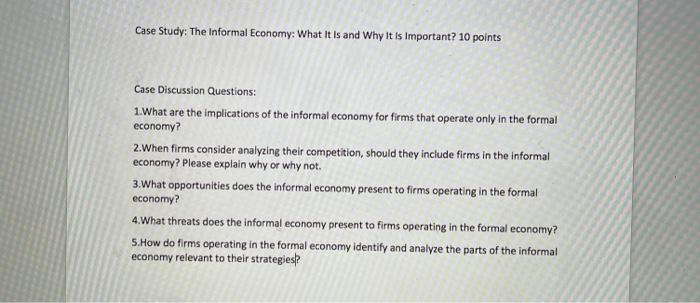 research questions informal economy