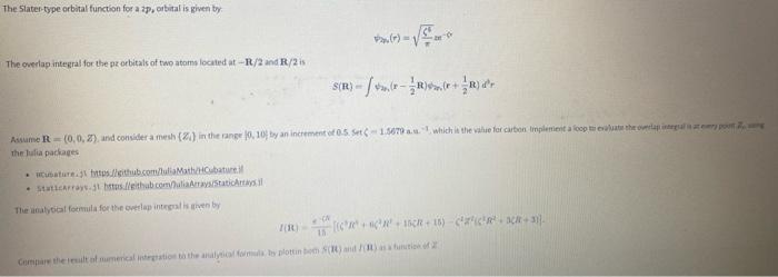 The slater-type orbital function for a 2p, arbital is | Chegg.com