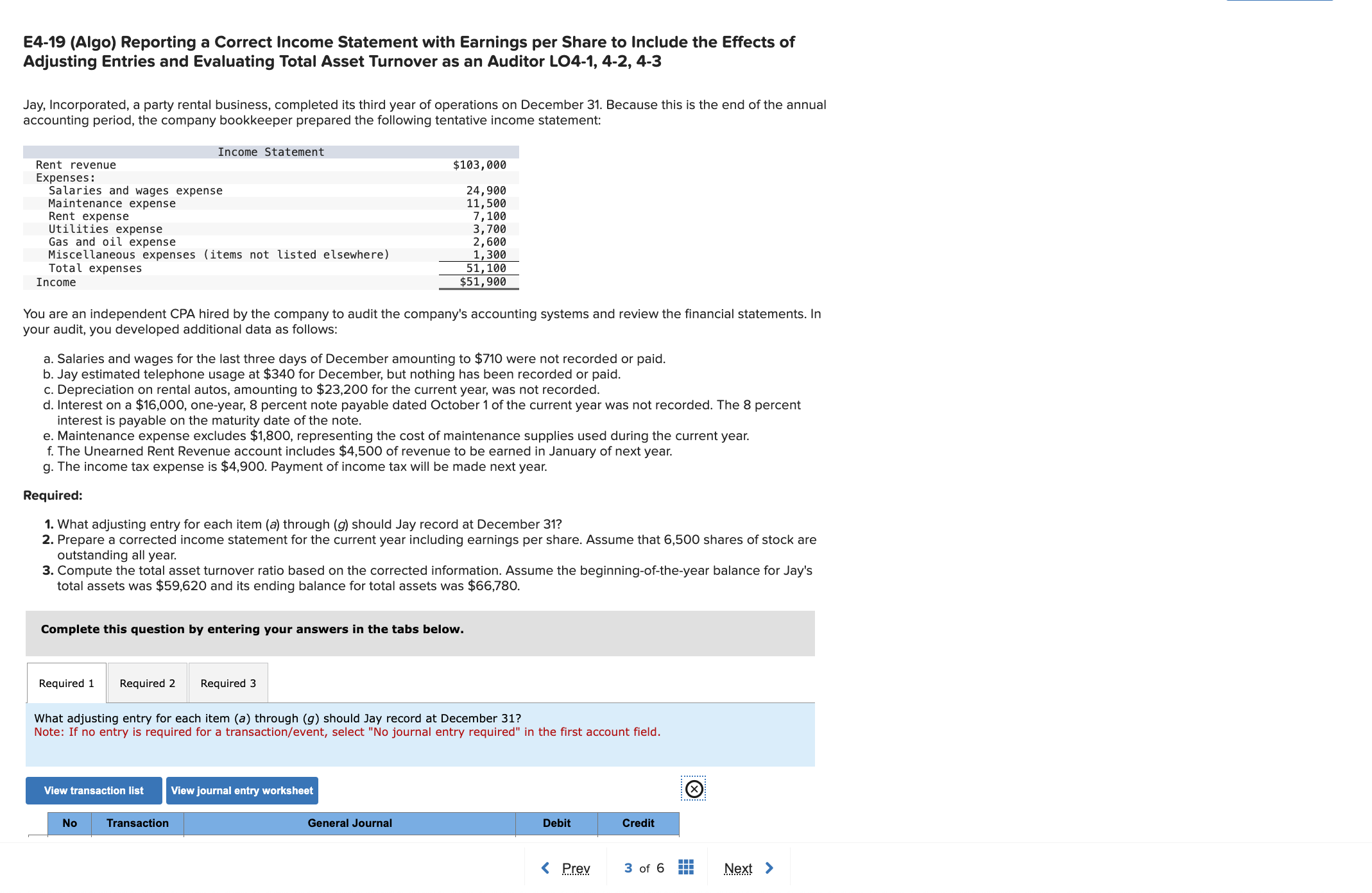 Solved I am having trouble with the income statement part of | Chegg.com