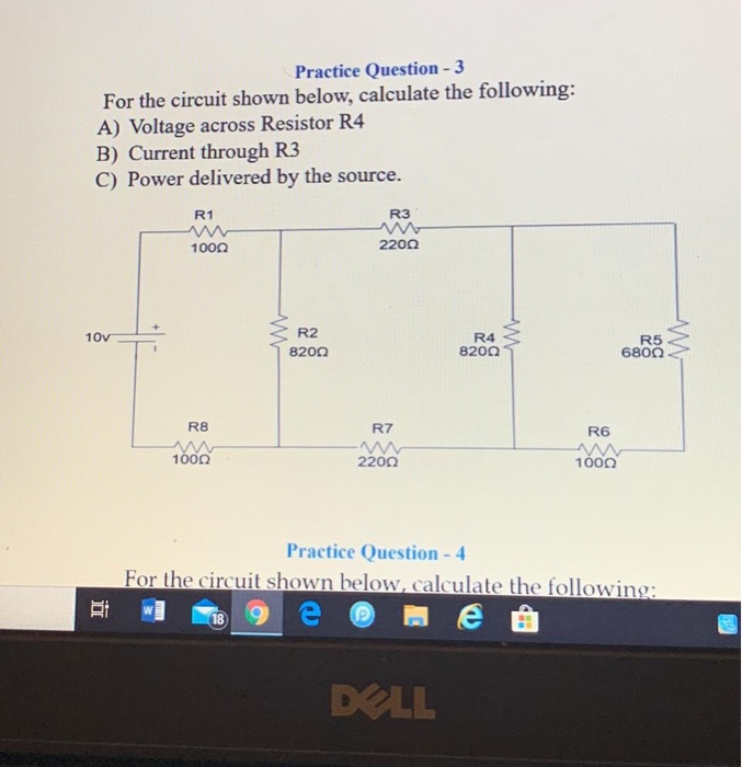Solved Practice Question - 3 For the circuit shown below, | Chegg.com