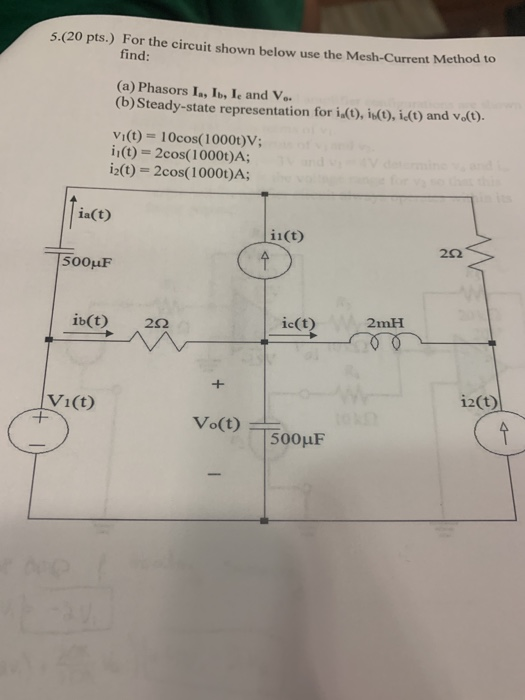 Solved 5.(20 pts.) For the circuit shown below use the | Chegg.com