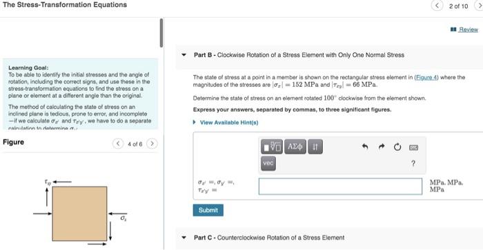 Solved The Stress-Transformation Equations 2 Of 10 Learning | Chegg.com