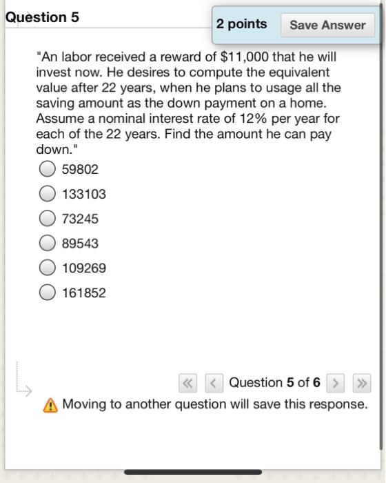 Solved Question 5 2 points Save Answer "An labor received a | Chegg.com