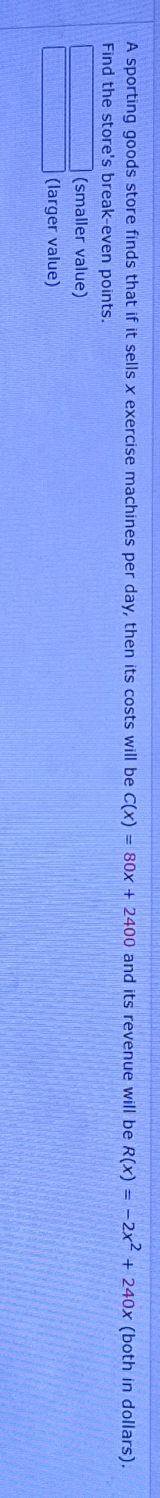 Solved A sporting goods store finds that if it sells x | Chegg.com