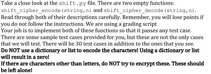 Solved Take a close look at the shift.py file. There are two | Chegg.com