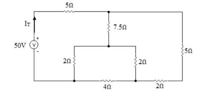 Solved 5Ω IT 7.5Ω 50V 5Ω 222 2Ω 4Ω 20 | Chegg.com