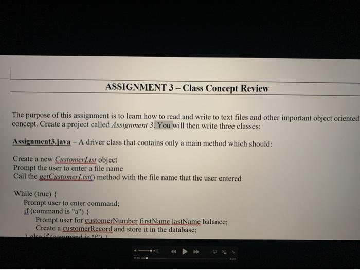 Solved ASSIGNMENT 3 - Class Concept Review The purpose of | Chegg.com