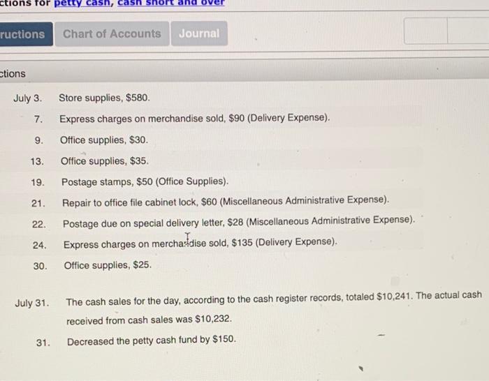 Solved nsactions for petty cash, cash short and over | Chegg.com