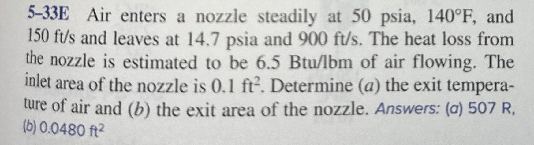 Solved 5-33E Air enters a nozzle steadily at 50 ﻿psia, | Chegg.com