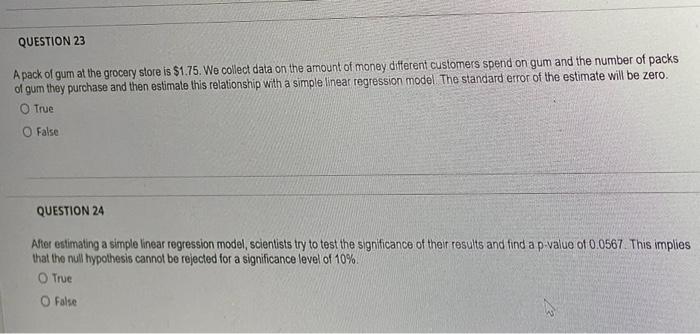 A pack of gum at the grocery store is \( \$ 1.75 \). We collect data on the amount of money different customers spend on gum 