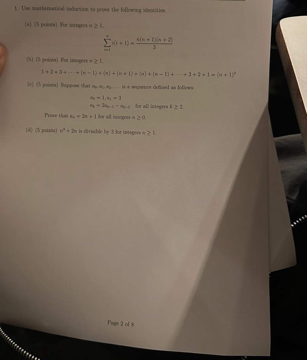 Solved Use mathematical induction to prove the following | Chegg.com