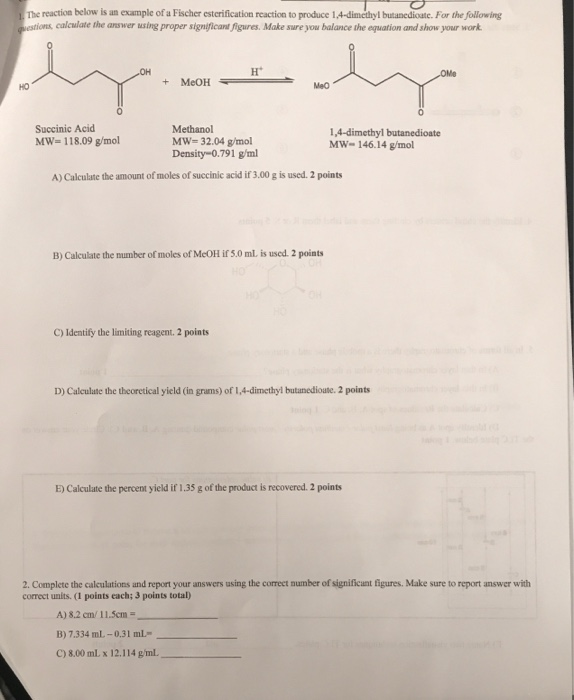 Solved The Reaction Below Is An Example Of A Fischer Este Chegg Com