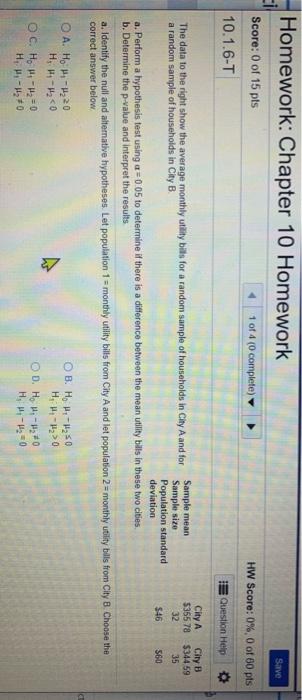 Solved Homework: Chapter 10 Homework Save Score: 0 of 15 pts | Chegg.com