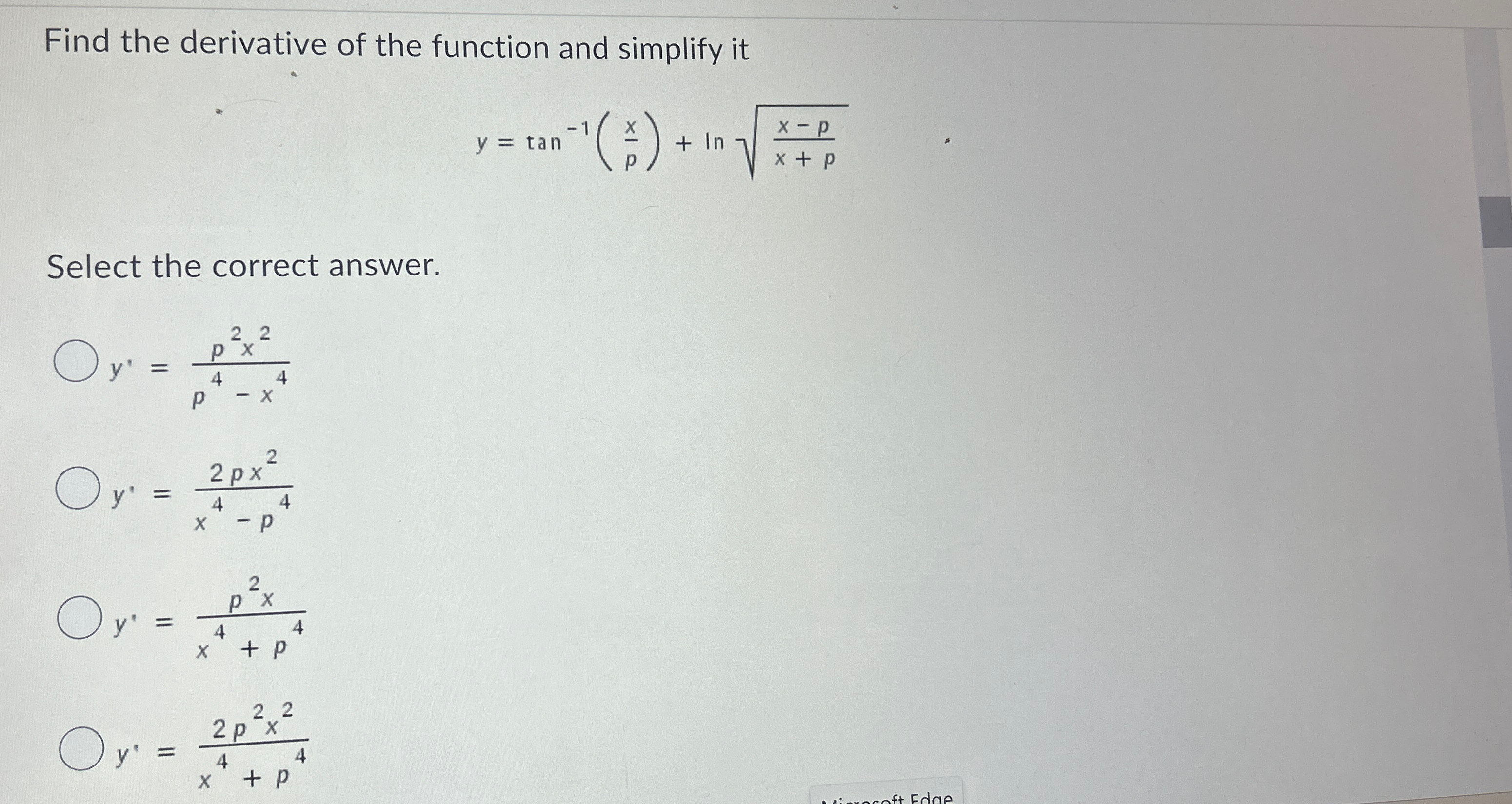 Solved Find the derivative of the function and simplify | Chegg.com