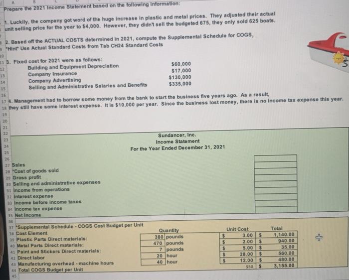 Solved A Prepare the 2021 Income Statement based on the | Chegg.com